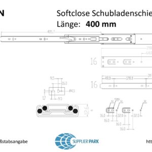 Schubladenschienen Softclose 400 mmDR.LIPPMANN