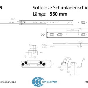 Schubladenschienen Softclose 550 mm